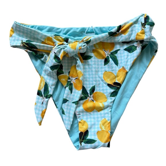 NWT! Envya Women's Lemon Print Off-Shoulder Bikini Size L High-Waisted 2 Pc - Picture 9 of 13